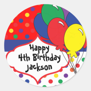 Sticker Rond Polka colorée Point fête d'anniversaire