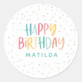 Sticker Rond Polka colorée point heureux anniversaire (Devant)