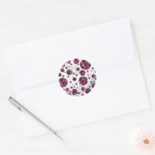 Sticker Rond Polka Dot Cow Hot Rose et Black Print (Enveloppe)