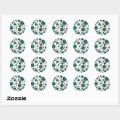 Sticker Rond Polka Dot Cow Impression Brown et Turquoise (Feuille)