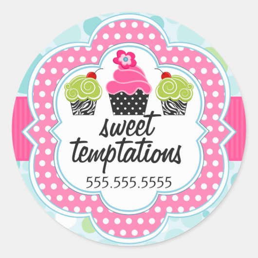 Sticker Rond Polka Dot Crazy Cupcake Boulangerie Couvercles (Devant)