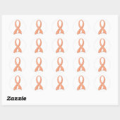 Sticker Rond Polka Dot Peach Ribbon Endométrial Cancer (Feuille)