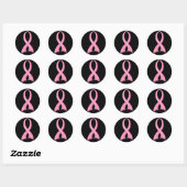 Sticker Rond Polka Dot rose Ruban Cancer du sein (Feuille)