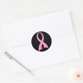 Sticker Rond Polka Dot rose Ruban Cancer du sein (Enveloppe)