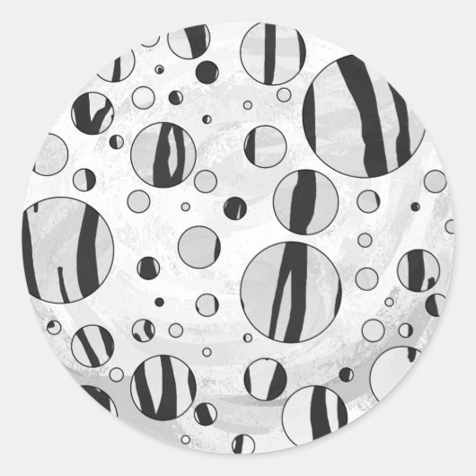 Sticker Rond Polka Dot Tiger noir et blanc (Devant)