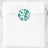 Sticker Rond Polka Dot Tiger noir et Turquoise (Sac)