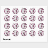Sticker Rond Polka Leopard Pot noir et rose chaud (Feuille)