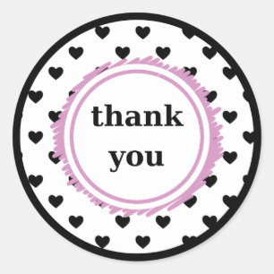 Sticker Rond Polka Love Elegance : Merci en croquis violet