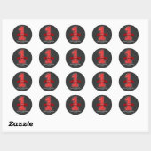 Sticker Rond Polka rouge et blanc point 1 fête d'anniversaire (Feuille)