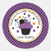 Sticker Rond Polka Spider violet point Halloween Anniversaire (Devant)