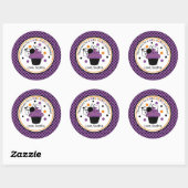 Sticker Rond Polka Spider violet point Halloween Anniversaire (Feuille)