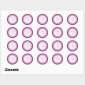 Sticker Rond Polka violet Merci (Feuille)