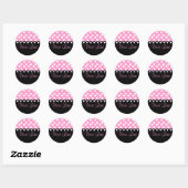 Sticker Rond Polkadot rose et noir (Feuille)