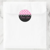Sticker Rond Polkadot rose et noir (Sac)