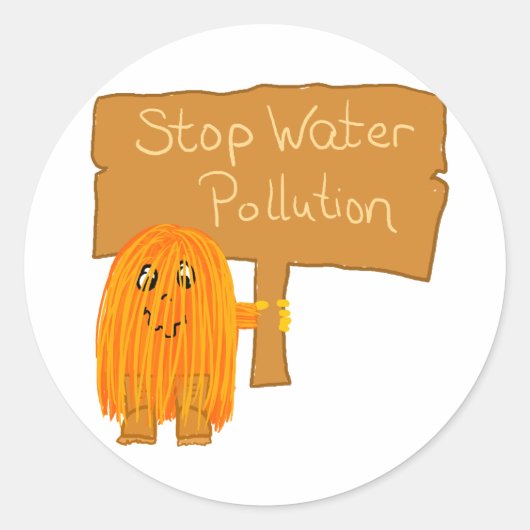 Sticker Rond pollution de l'eau orange (Devant)