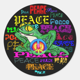 Sticker Rond Pollywog avec un signe de paix