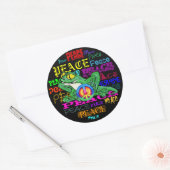 Sticker Rond Pollywog avec un signe de paix (Enveloppe)