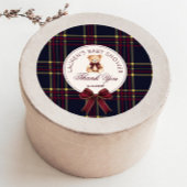 Sticker Rond Polo Teddy Bear Noël Bow Plaid Merci