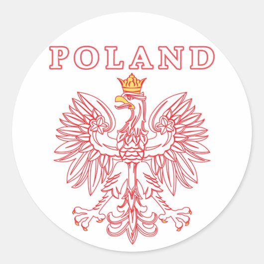 Sticker Rond Pologne avec aigle rouge polonais (Devant)