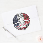 Sticker Rond Pologne Français Français drapeau des racines de l (Enveloppe)