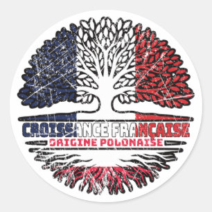 Sticker Rond Pologne Français Français drapeau des racines de l