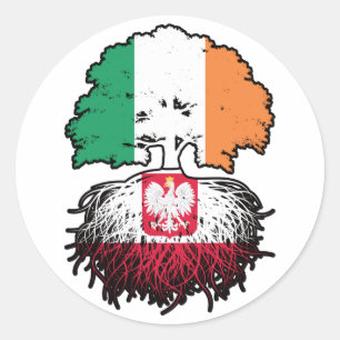 Sticker Rond Pologne Pologne Irlande Irlande Arbre drapeau