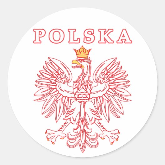 Sticker Rond Polska Avec Aigle Rouge Polonais (Devant)