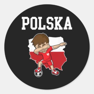 Sticker Rond Polska Football Pologne Polonais Dabbing Footbyll