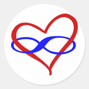 Sticker Rond Poly infini de coeur