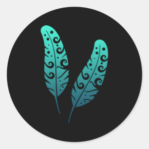 Sticker Rond Polynésie Maori Feather Tribal Tattoo Nouvelle-Zél