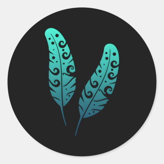 Sticker Rond Polynésie Maori Feather Tribal Tattoo Nouvelle-Zél (Devant)