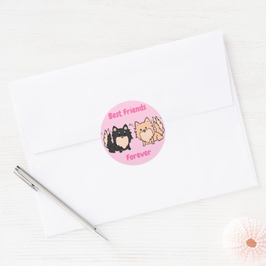 Sticker Rond Pom BFF mignon (Enveloppe)