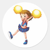 Sticker Rond Pom-pom girl Avec Des Poms De Pom Jaune (Devant)