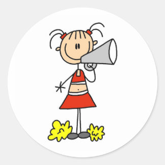 Sticker Rond Pom-pom girl avec mégaphone