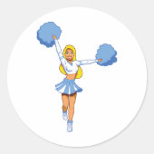 Sticker Rond Pom-pom girl Avec Pom Pom Bleu (Devant)