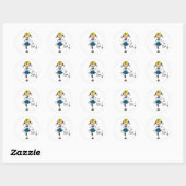 Sticker Rond Pom-pom girl bleu (Feuille)