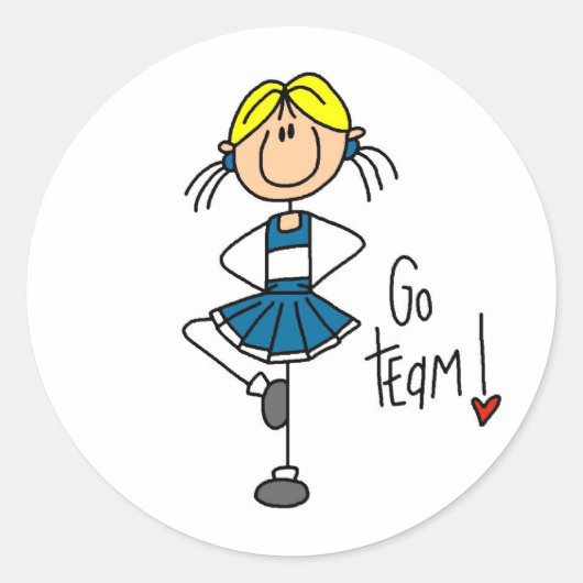 Sticker Rond Pom-pom girl bleu (Devant)