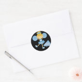 Sticker Rond Pom-pom girl en bleu (Enveloppe)