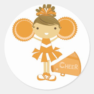 Sticker Rond Pom-pom girl en orange