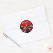 Sticker Rond Pom-pom girl en rouge, noir et blanc (Enveloppe)