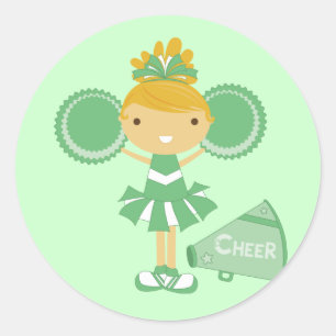 Sticker Rond Pom-pom girl en vert