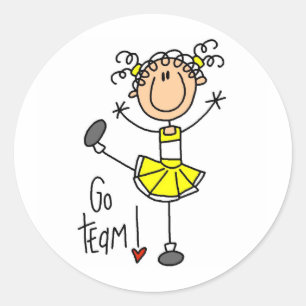 Sticker Rond Pom-pom girl jaune