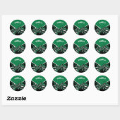 Sticker Rond pom-pom girl 📣 - Noir, Vert et Blanc (Feuille)