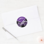 Sticker Rond pom-pom girl 📣 - Noir, Violet et Blanc (Enveloppe)