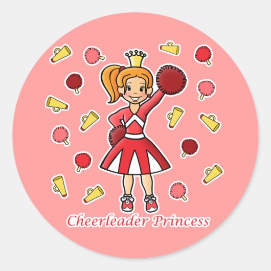Sticker Rond Pom-pom girl princesse (Devant)