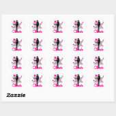 Sticker Rond Pom-pom girl rose (Feuille)