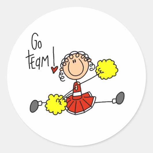 Sticker Rond Pom-pom girl rouge (Devant)
