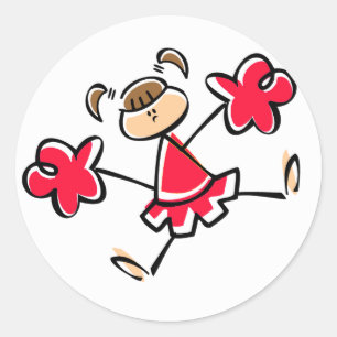 Sticker Rond Pom-pom girl rouge écarlate