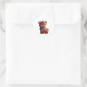 Sticker Rond Pomeranian aux fraises (Sac)
