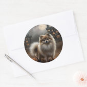 Sticker Rond Pomeranian Halloween Épouvantable (Enveloppe)